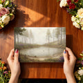 Misty Pond Forest Mural Wallpaper — Nature Landscape Scene Mural Wallpaper - room preview 03