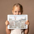 Parisian Sketch Townscape Mural Wallpaper — Soft Pink and Cream Mural Wallpaper - room preview 03