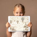 Vintage Sky Adventure Mural Wallpaper — Sepia Sketch Scene Mural Wallpaper - room preview 03