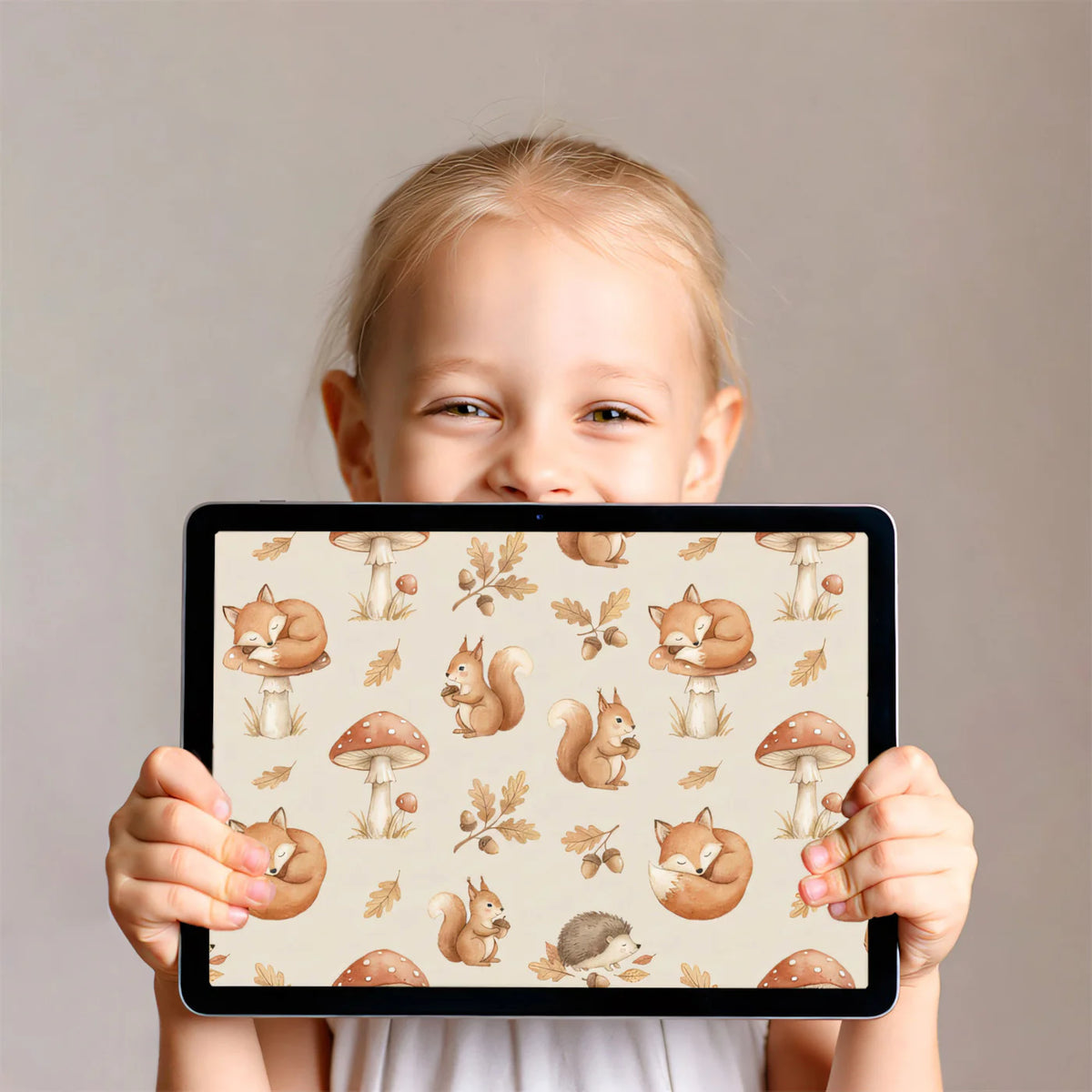 Woodland Friends Mural Wallpaper — Whimsical Watercolor Pattern Mural Wallpaper - room preview 03