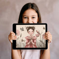 Girl and Poppies Floral Mural Wallpaper — Whimsical Illustration Mural Wallpaper - room preview 03