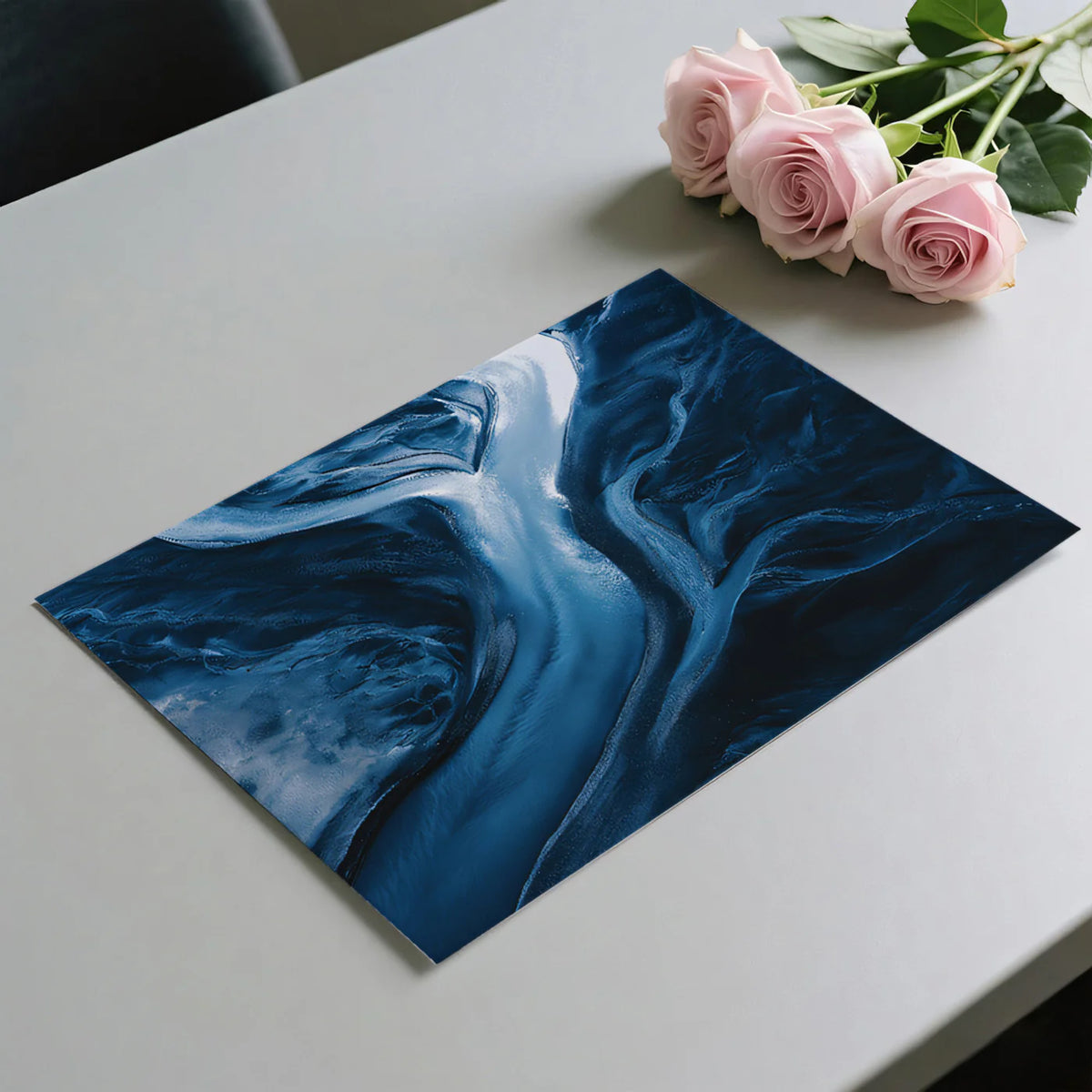Glacial River Delta Mural Wallpaper — Abstract Fluid Nature Mural Wallpaper - room preview 03