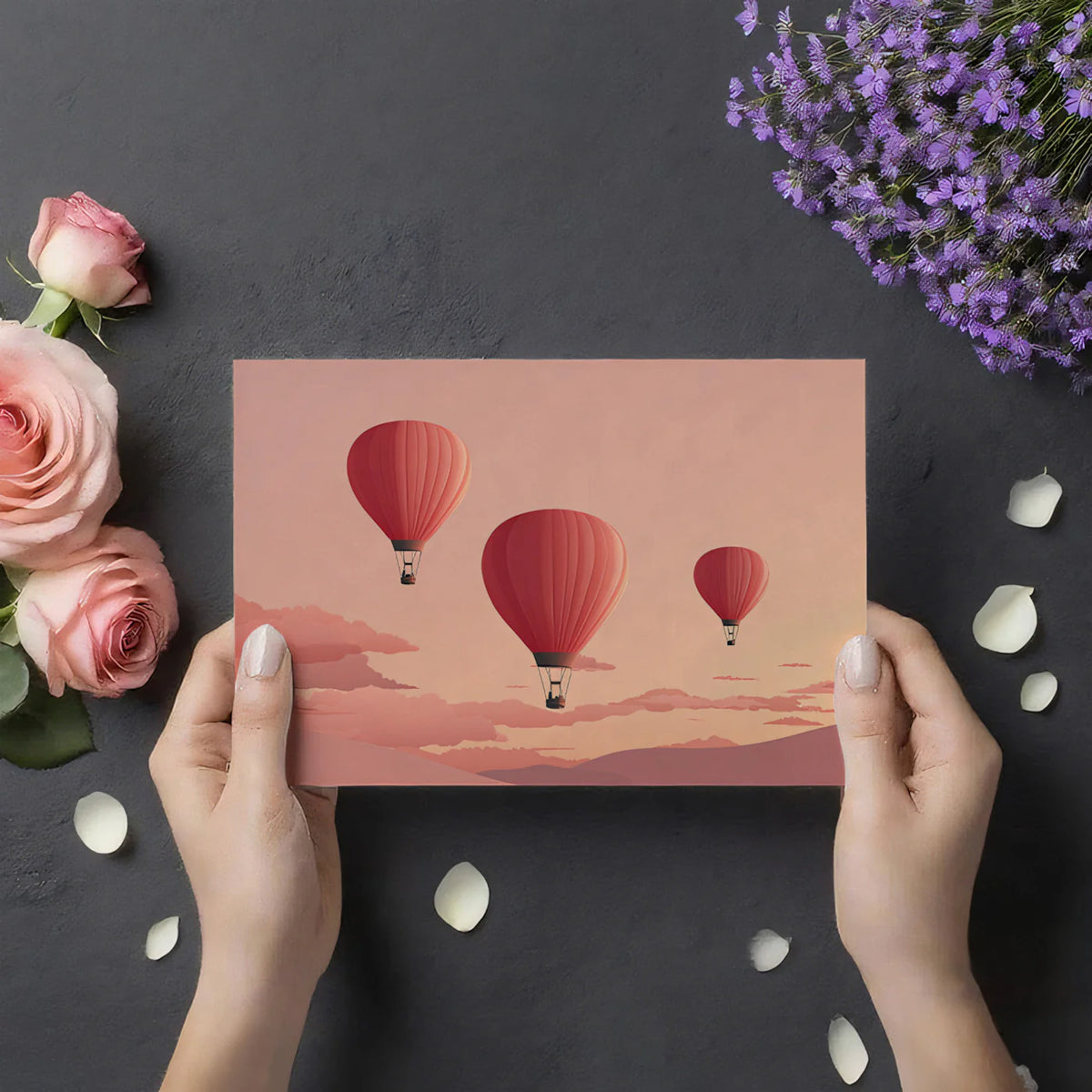 Floating Hot Air Balloons Mural Wallpaper —Dreamy Pastel Sunset Mural Wallpaper - room preview 03