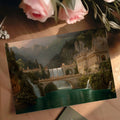 Mythical Palace & Waterfall Mural Wallpaper — Classical Landscape Mural Wallpaper - room preview 03