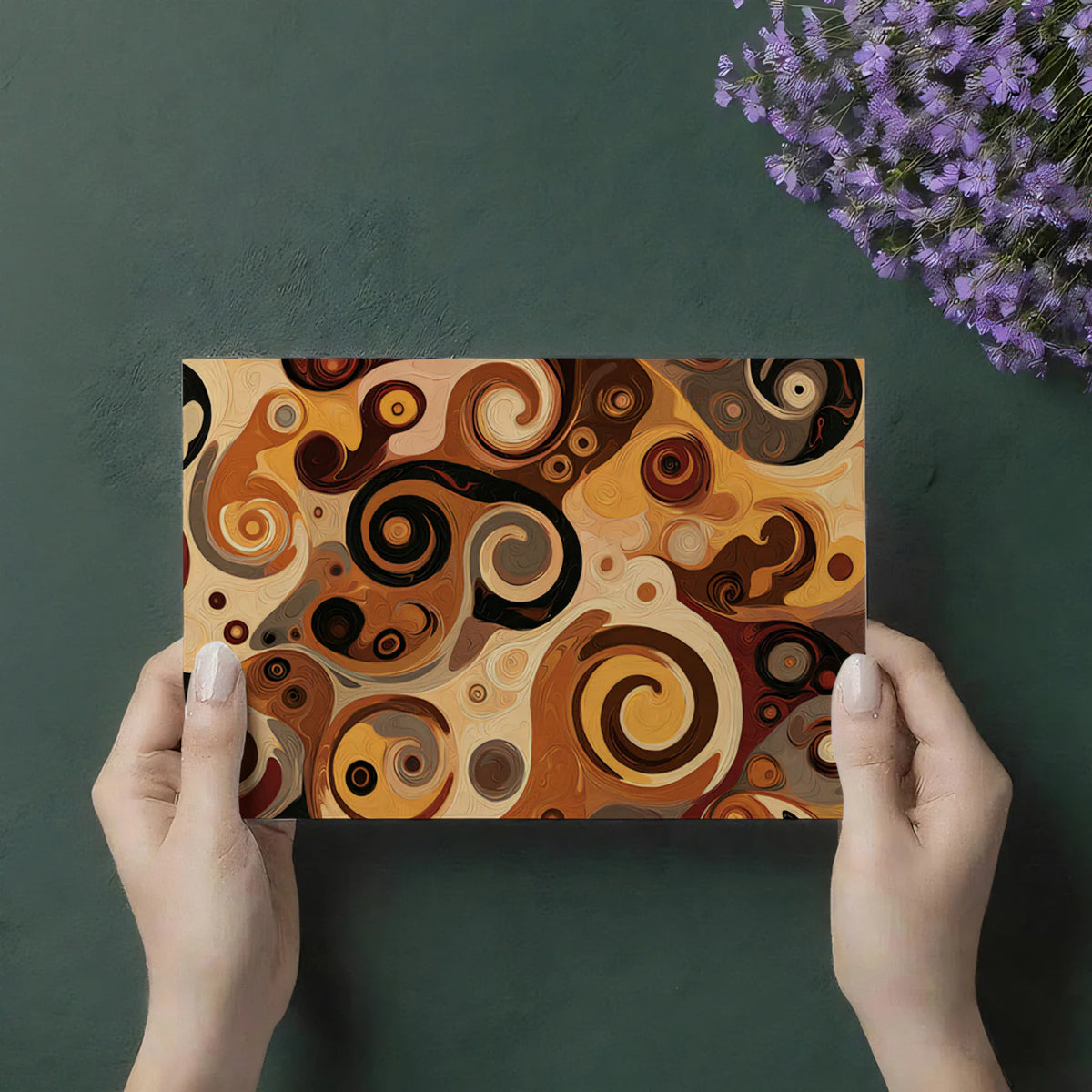 Golden Swirls Abstract Mural Wallpaper — Art Nouveau Inspired Design Mural Wallpaper - room preview 03