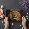 Majestic Lion Portrait Mural Wallpaper —Dark Realistic Wildlife Mural Wallpaper - room preview 03