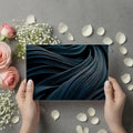 Fluid Teal Abstract Lines Mural Wallpaper — Modern Flowing Texture Mural Wallpaper - room preview 03