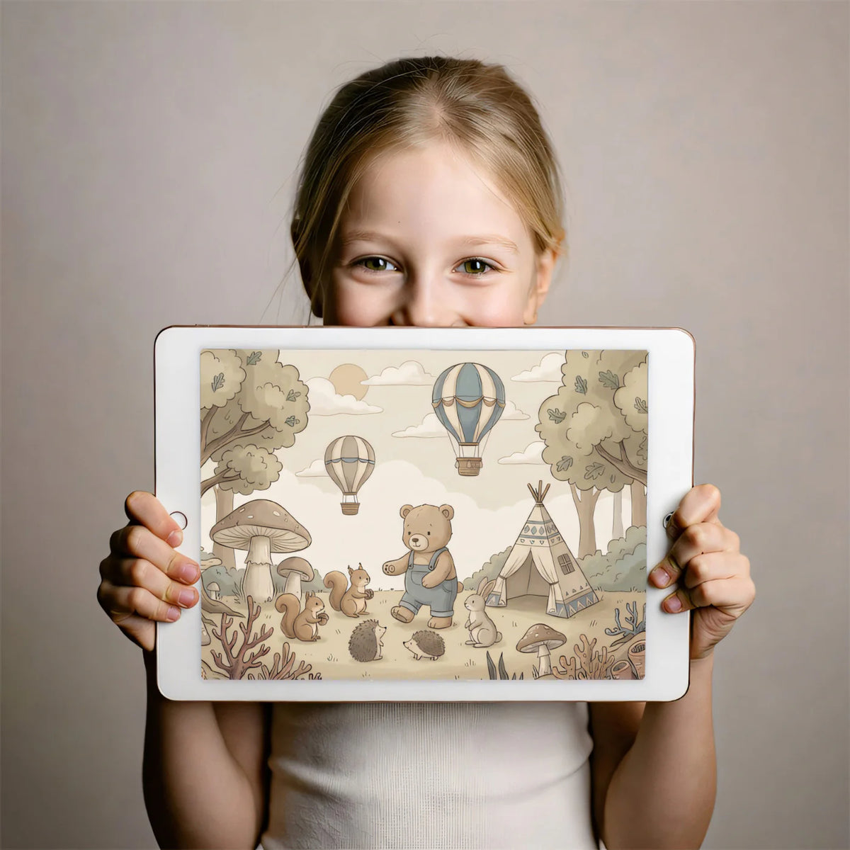 Woodland Friends Mural Wallpaper — Playful Sepia Adventure Mural Wallpaper - room preview 03