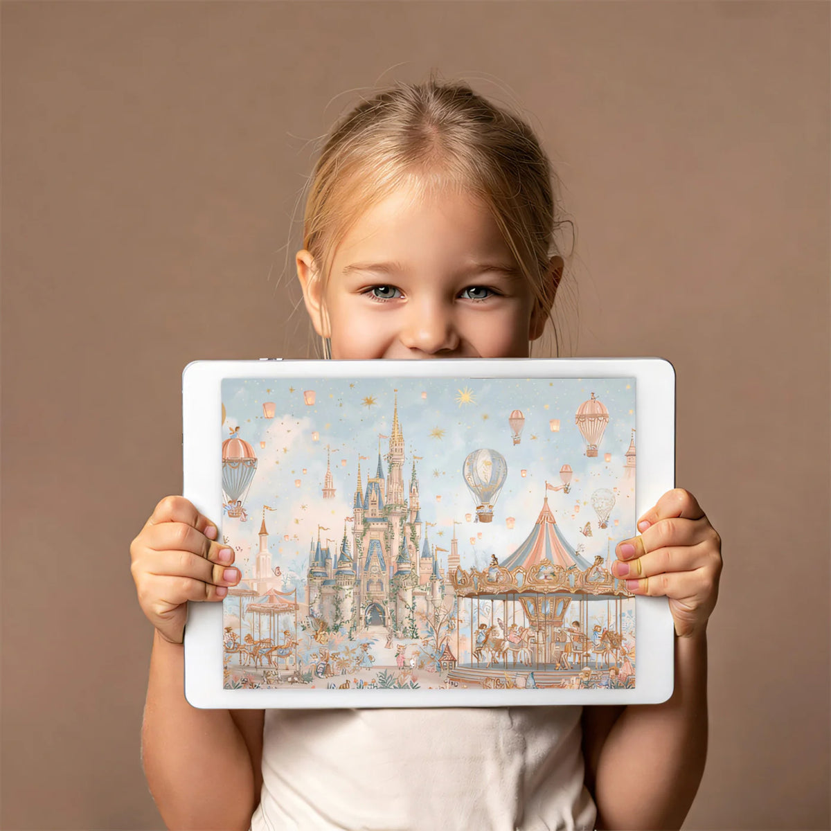 Fairytale Kingdom Mural Wallpaper — Whimsical Pastel Castle Design Mural Wallpaper - room preview 03