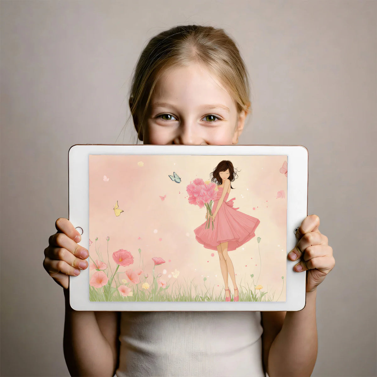 Poppy Meadow Girl Mural Wallpaper — Whimsical Fashion Illustration Mural Wallpaper - room preview 03