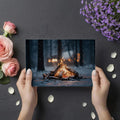 Snowy Campfire Night Mural Wallpaper — Moody Winter Landscape Mural Wallpaper - room preview 03