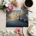 Coastal Lighthouse Hill Mural Wallpaper — Painterly Sunset Landscape Mural Wallpaper - room preview 03