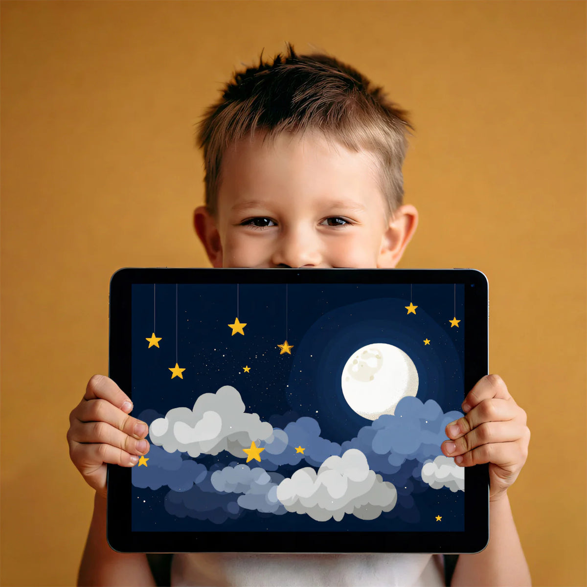 Hanging Stars and Moon Night Sky Mural Wallpaper — Whimsical Decor Mural Wallpaper - room preview 03