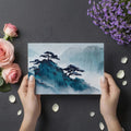Ink Wash Mountain Pine Mural Wallpaper — Traditional Blue Landscape Mural Wallpaper - room preview 03