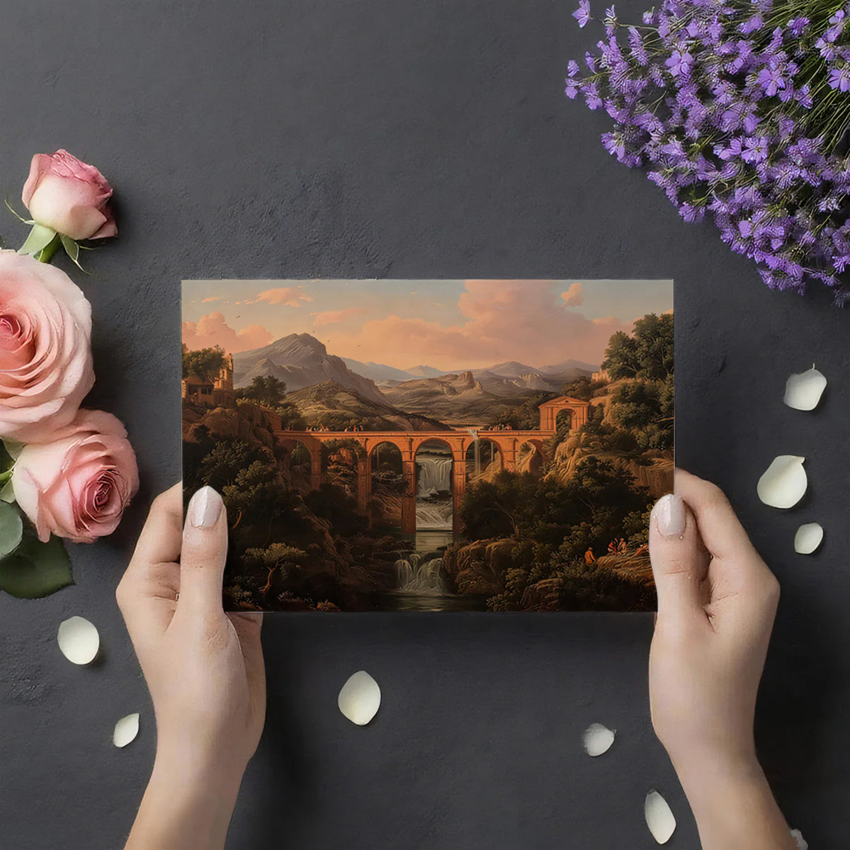 Classical Roman Aqueduct Landscape Mural Wallpaper - room preview 03