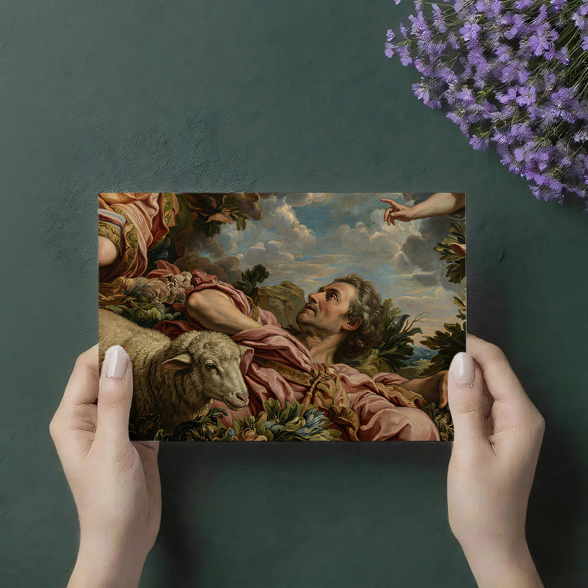 Baroque Shepherd Mural Wallpaper — Classic Religious Art Mural Wallpaper - room preview 03