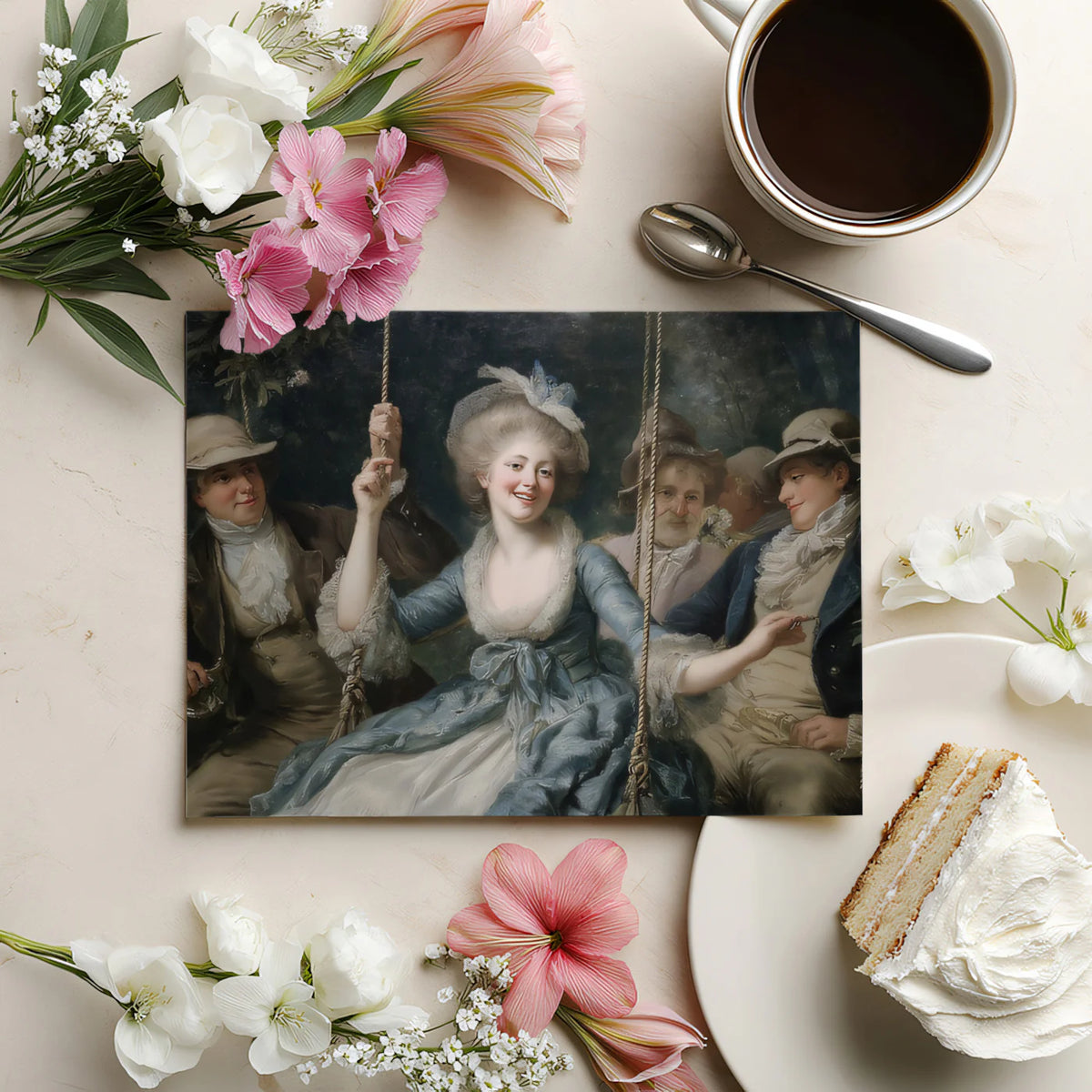Rococo Garden Scene Mural Wallpaper — Historical Art Reproduction Mural Wallpaper - room preview 03
