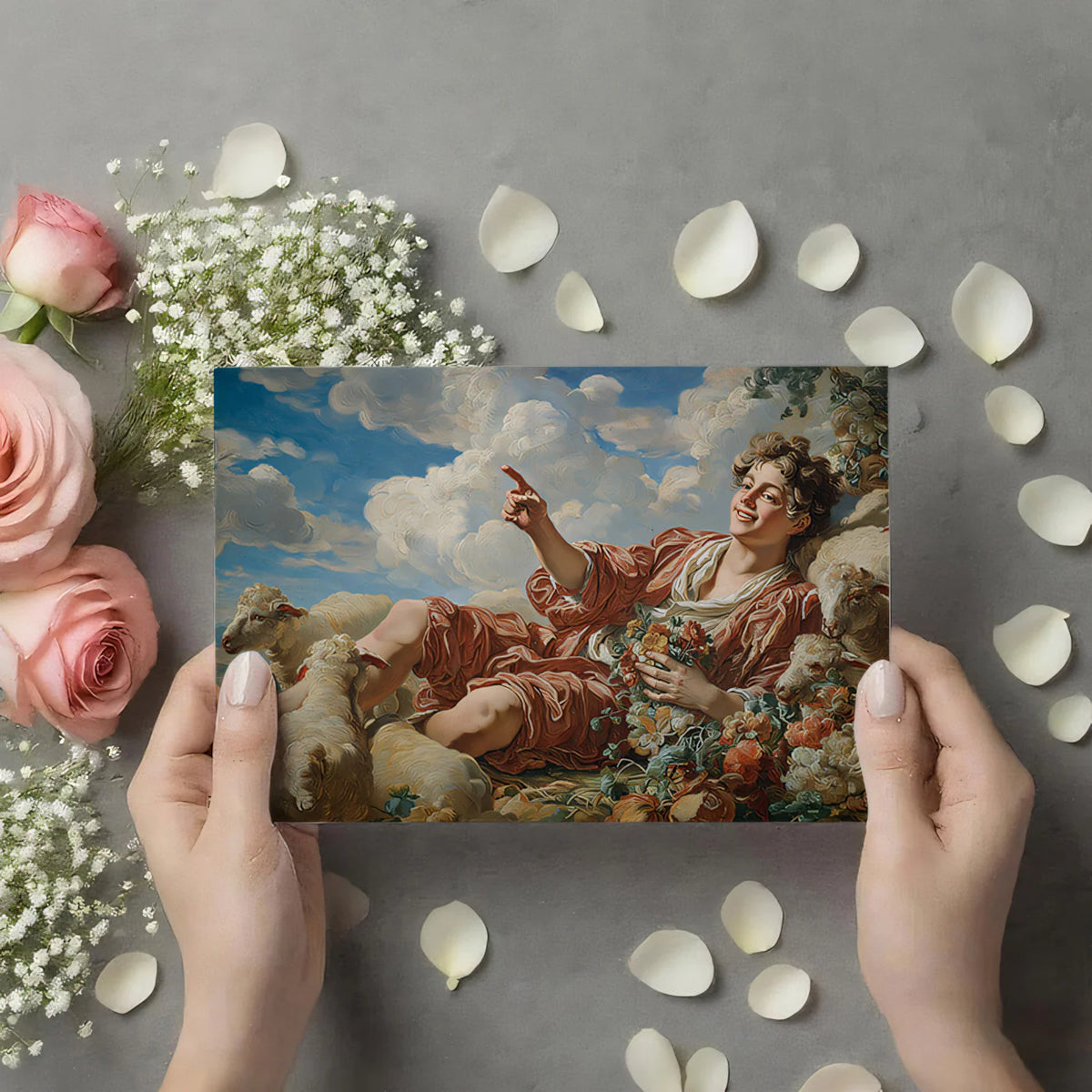 Shepherd Boy & Sheep Mural Wallpaper — Whimsical Rococo Art Mural Wallpaper - room preview 03