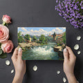 Old European River Town Mural Wallpaper — Artistic Cityscape Mural Wallpaper - room preview 03