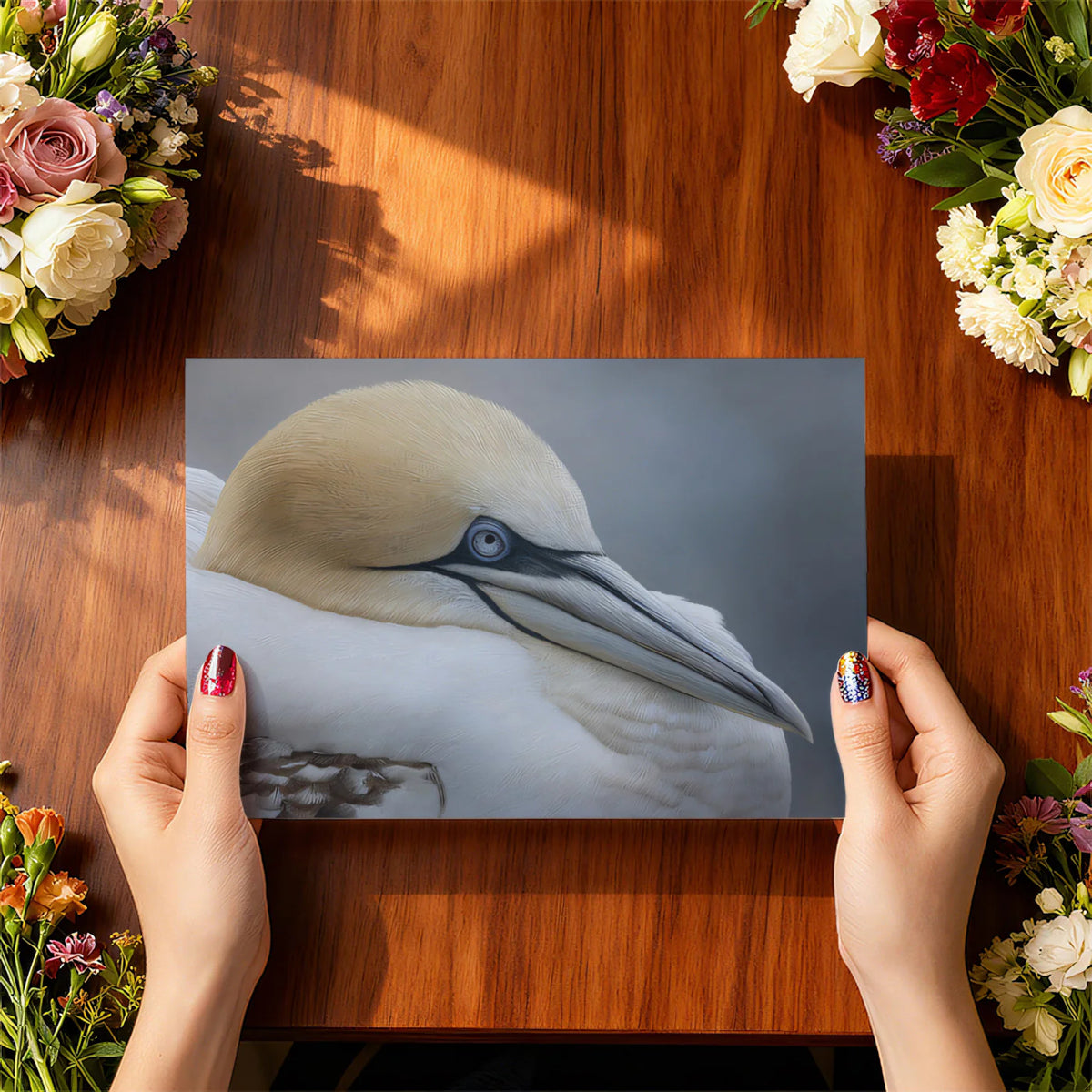 Northern Gannet Bird Portrait Mural Wallpaper — Minimalist Decor Mural Wallpaper - room preview 03