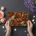 Acanthus Scrollwork Mural Wallpaper — Warm Bronze Artistic Design Mural Wallpaper - room preview 03