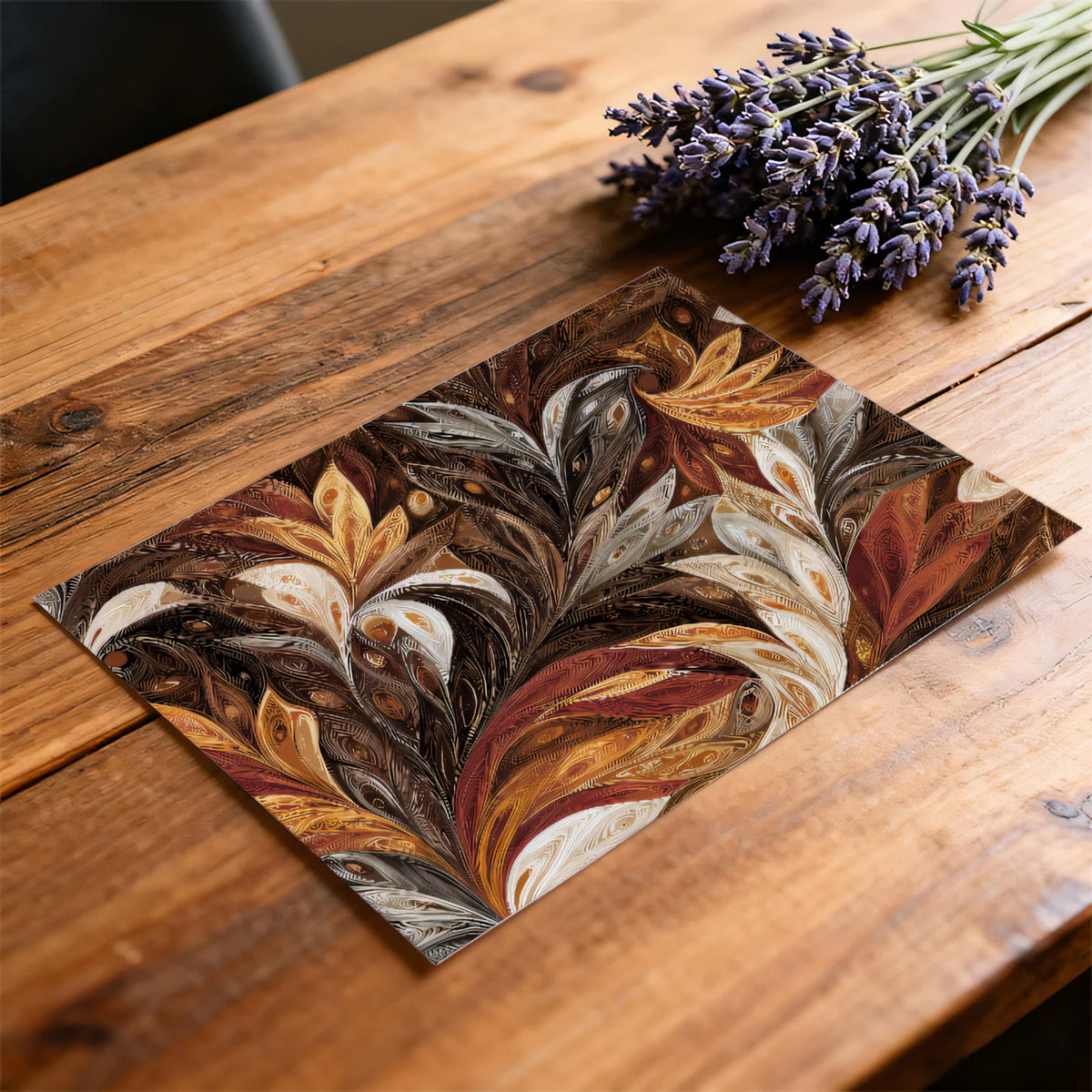 Autumn Quilled Leaves Mural Wallpaper — Organic Abstract Art Mural Wallpaper - room preview 03