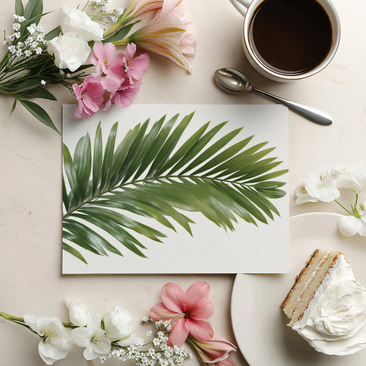 Minimalist Palm Leaf Mural Wallpaper — Clean Botanical Print Mural Wallpaper - room preview 03
