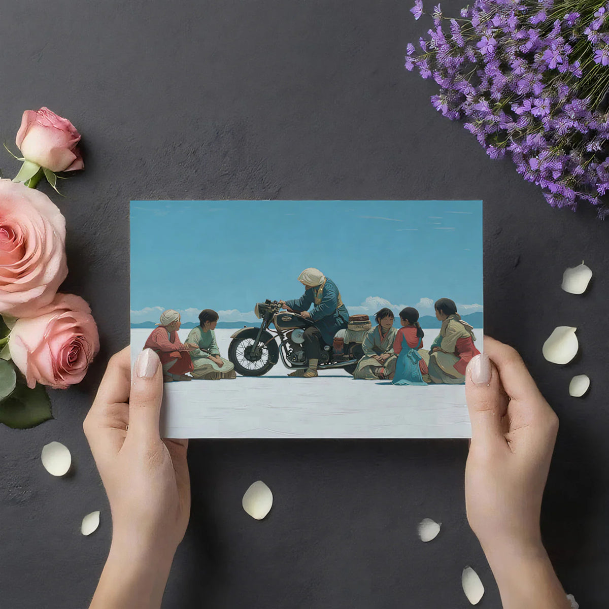 Nomadic Salt Flat Travelers Mural Wallpaper — Cinematic Adventure Mural Wallpaper - room preview 03