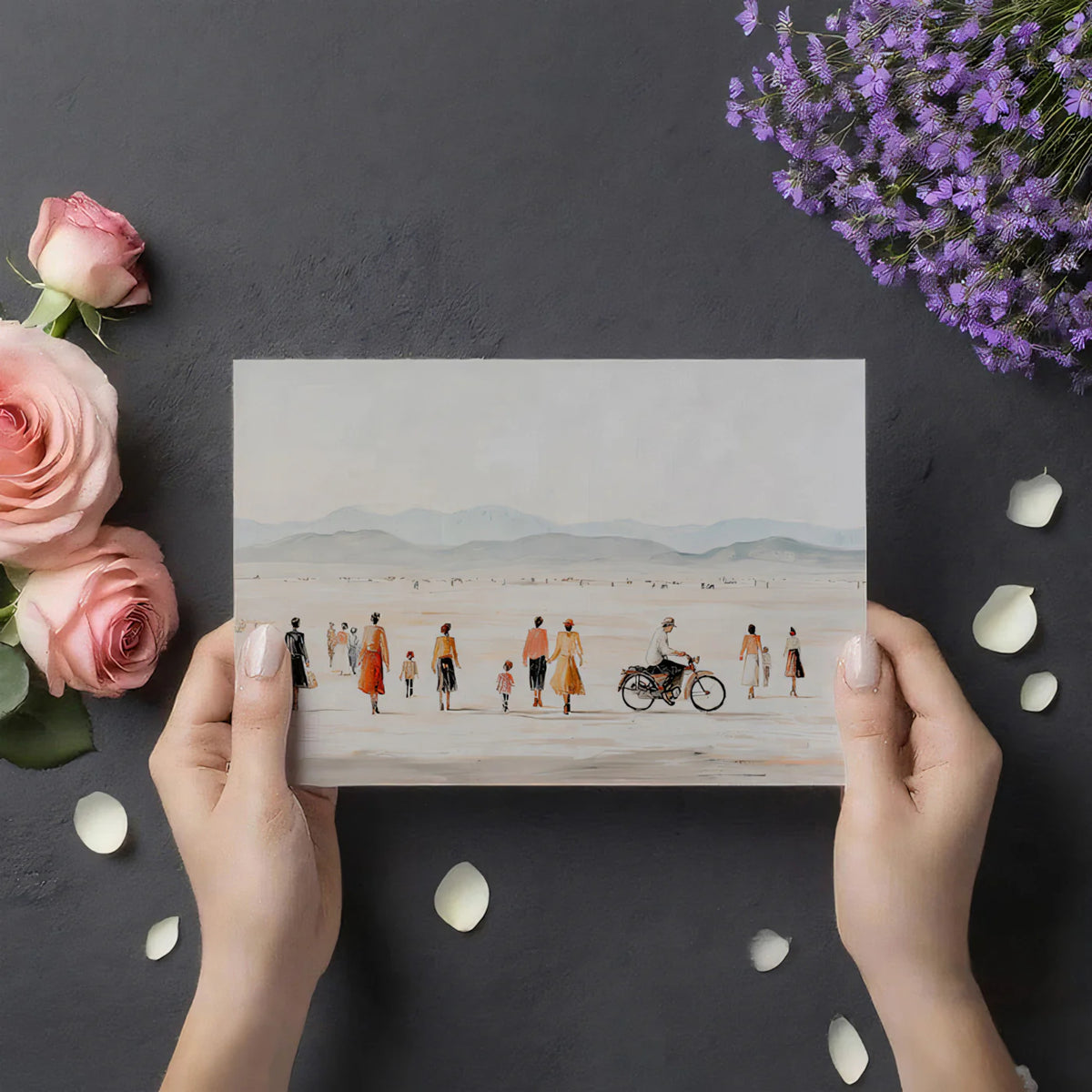 Desert Journey Mural Wallpaper — Minimalist Impressionist Scene Mural Wallpaper - room preview 03