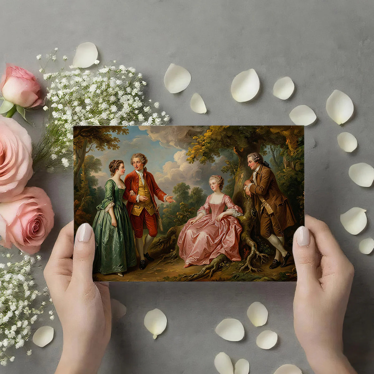 18th-Century Courtship Mural Wallpaper — Vintage Oil Painting Mural Wallpaper - room preview 03