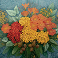 Folk Art Floral Mural Wallpaper — Vibrant Botanical Design Mural Wallpaper - room preview 03