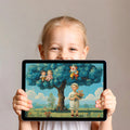 Boy and Tree Toys Mural Wallpaper — Whimsical Childhood Scene Mural Wallpaper - room preview 03