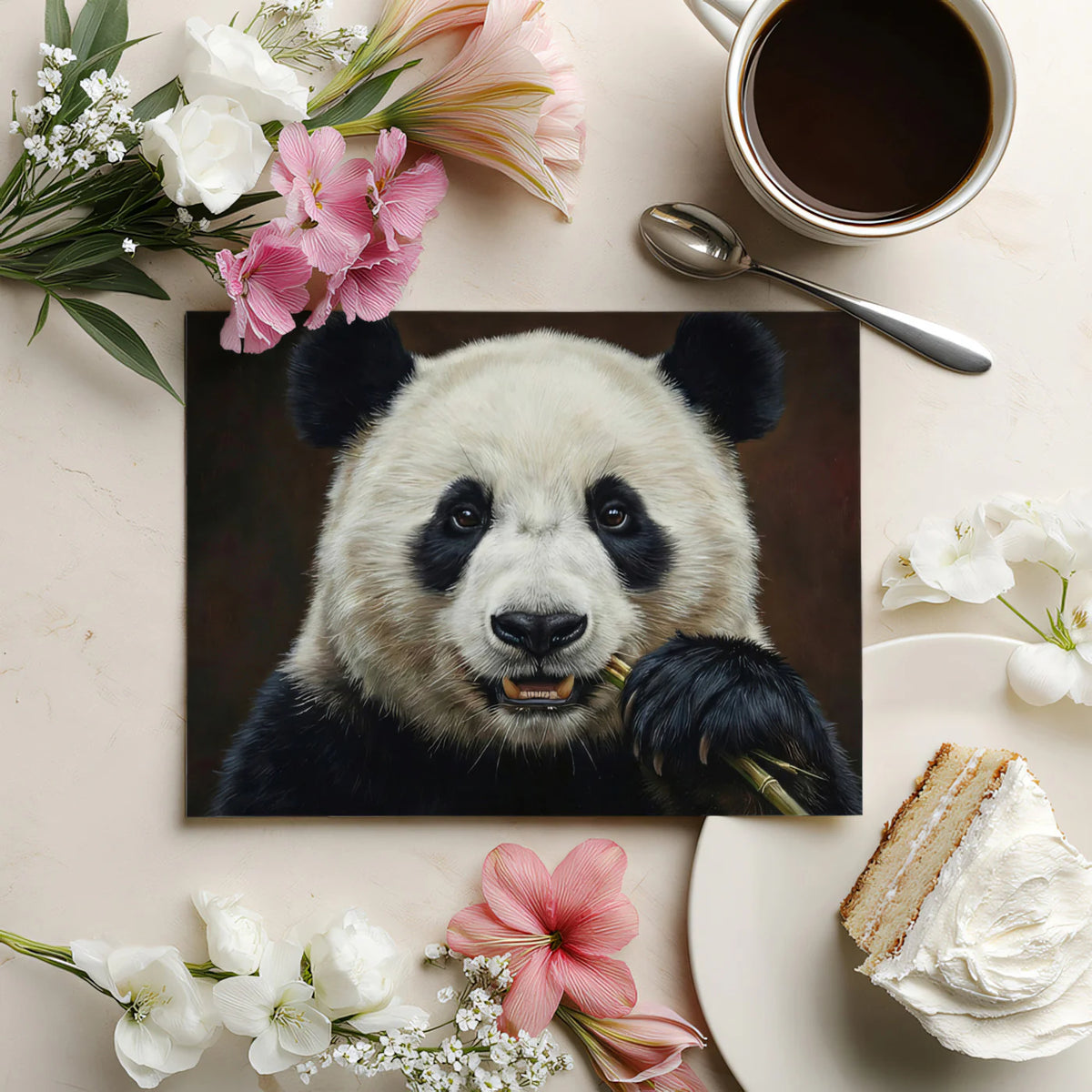 Giant Panda Close-Up Mural Wallpaper — Realistic Animal Portrait Mural Wallpaper - room preview 03