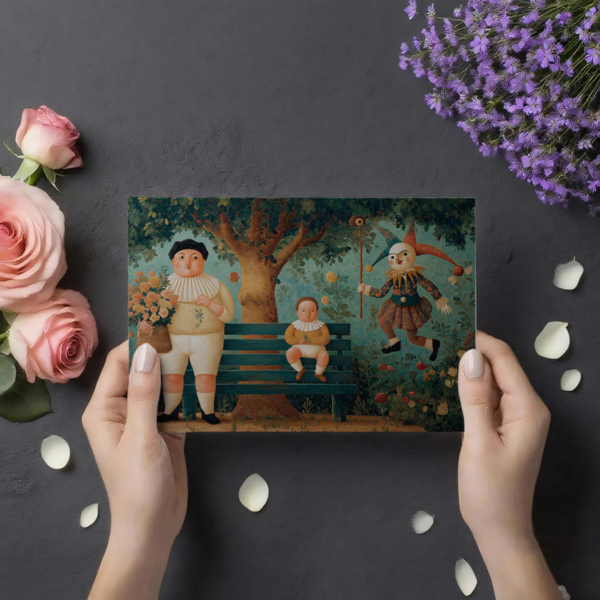 Garden Masquerade Mural Wallpaper — Surreal Storybook Illustration Mural Wallpaper - room preview 03