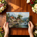 Old European Village Landscape Mural Wallpaper — Painterly Scene Mural Wallpaper - room preview 03