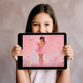 Ballerina Girl with Floral Meadow Mural Wallpaper — Whimsical Pink Mural Wallpaper - room preview 03