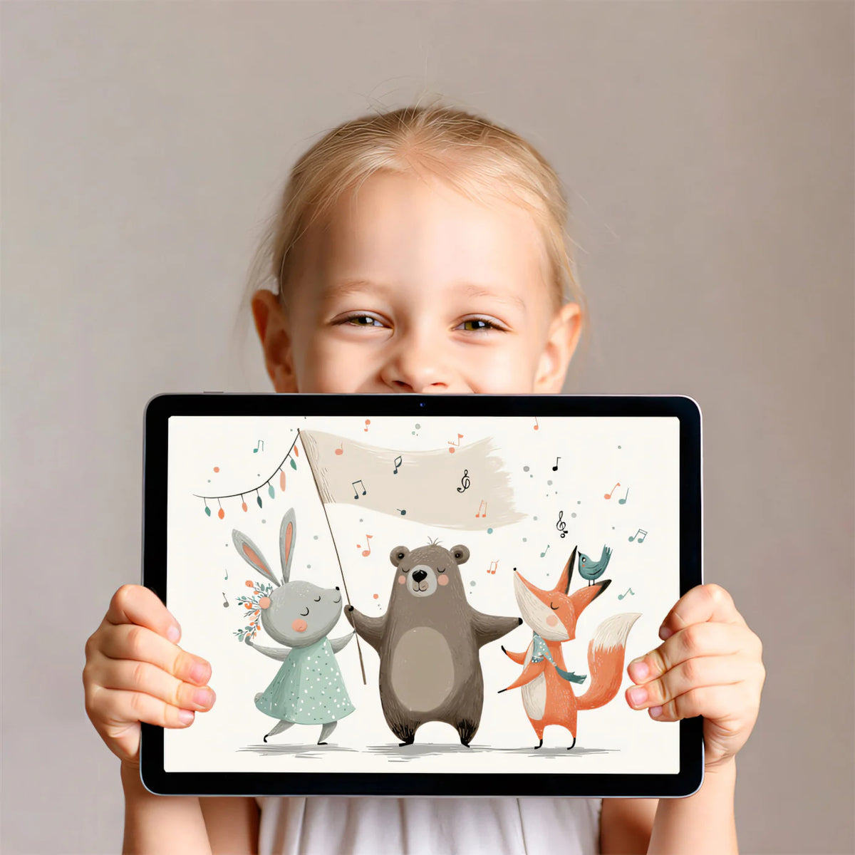 Forest Friends Parade Mural Wallpaper — Whimsical Children's Design Mural Wallpaper - room preview 03
