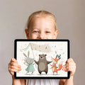 Forest Friends Parade Mural Wallpaper — Whimsical Children's Design Mural Wallpaper - room preview 03