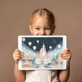 Fantasy Castle and Carousel Mural Wallpaper — Whimsical Night Scene Mural Wallpaper - room preview 03