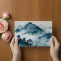 Misty Blue Mountain Range Mural Wallpaper — Artistic Ink Wash Mural Wallpaper - room preview 03