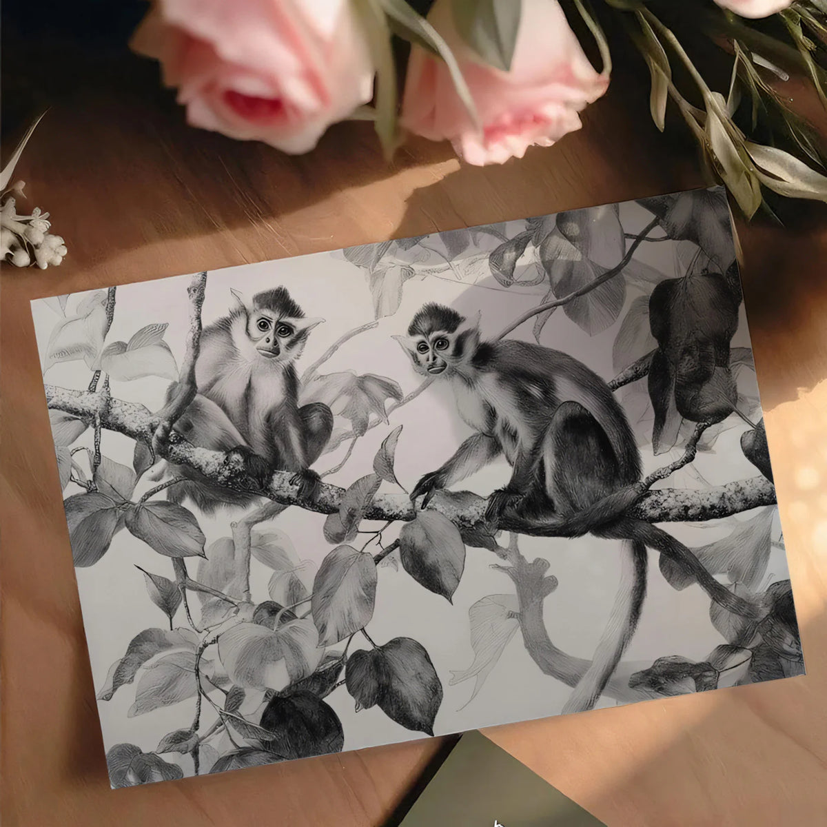 Vintage Botanical Monkey Mural Wallpaper —Academic Illustration Mural Wallpaper - room preview 03