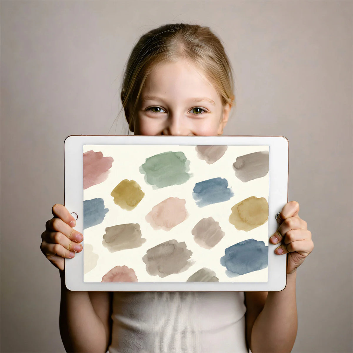 Abstract Watercolor Brushstroke Mural in Soft Earth Tones Mural Wallpaper - room preview 03