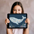 Watercolor Bubble Whale Mural Wallpaper — Coastal Marine Art Mural Wallpaper - room preview 03