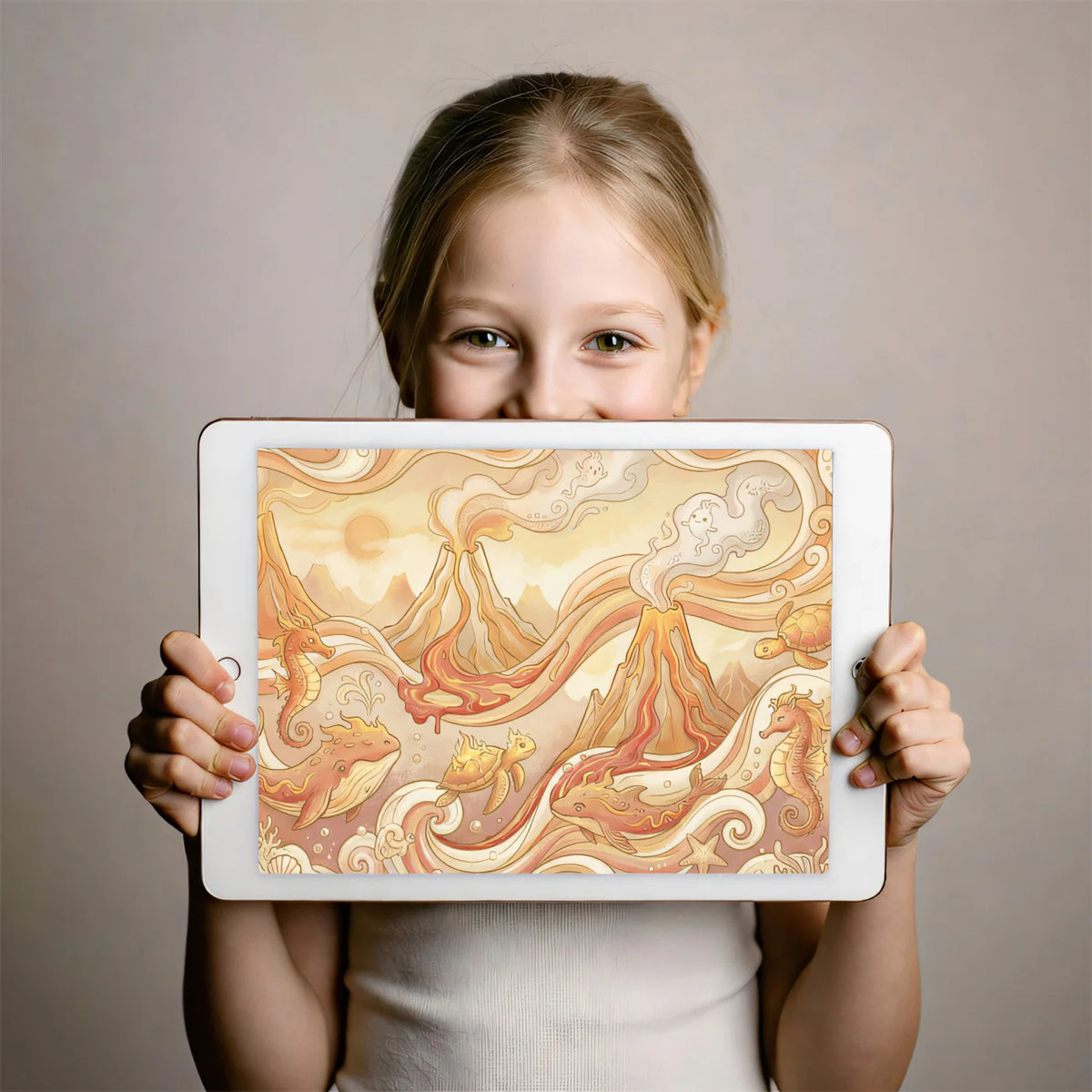 Volcanic Ocean Fantasy Mural Wallpaper — Whimsical Coastal Art Mural Wallpaper - room preview 03