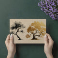 Dual Ink and Gold Tree Art Mural Wallpaper — Sophisticated Contrast Mural Wallpaper - room preview 03