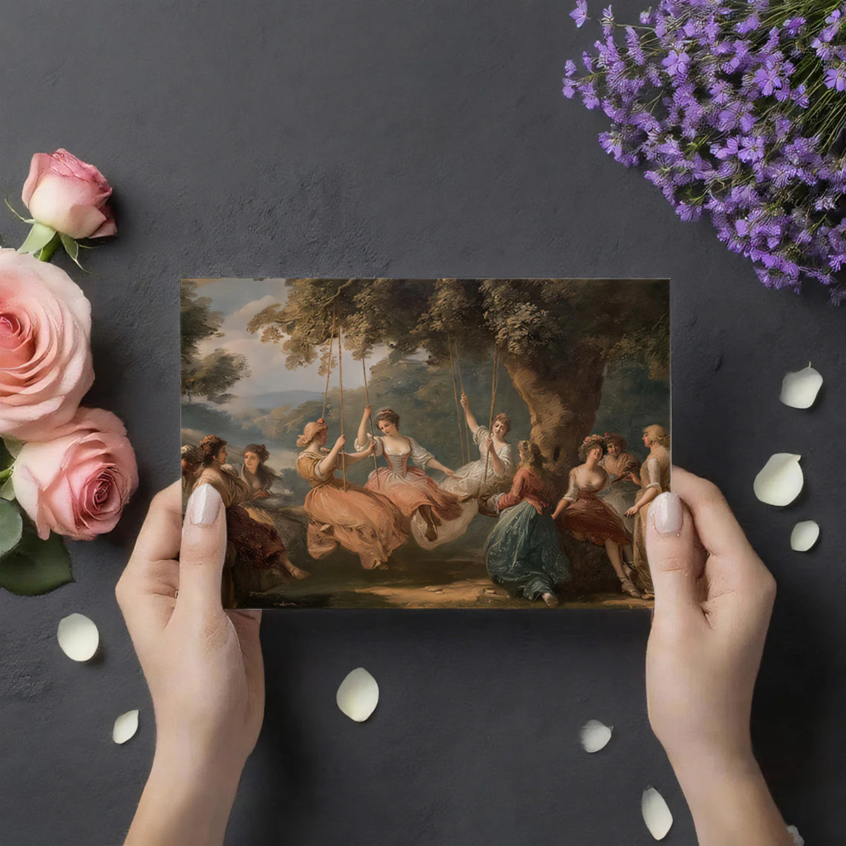 Rococo Garden Party Mural Wallpaper — Classic Oil Painting Style Mural Wallpaper - room preview 03