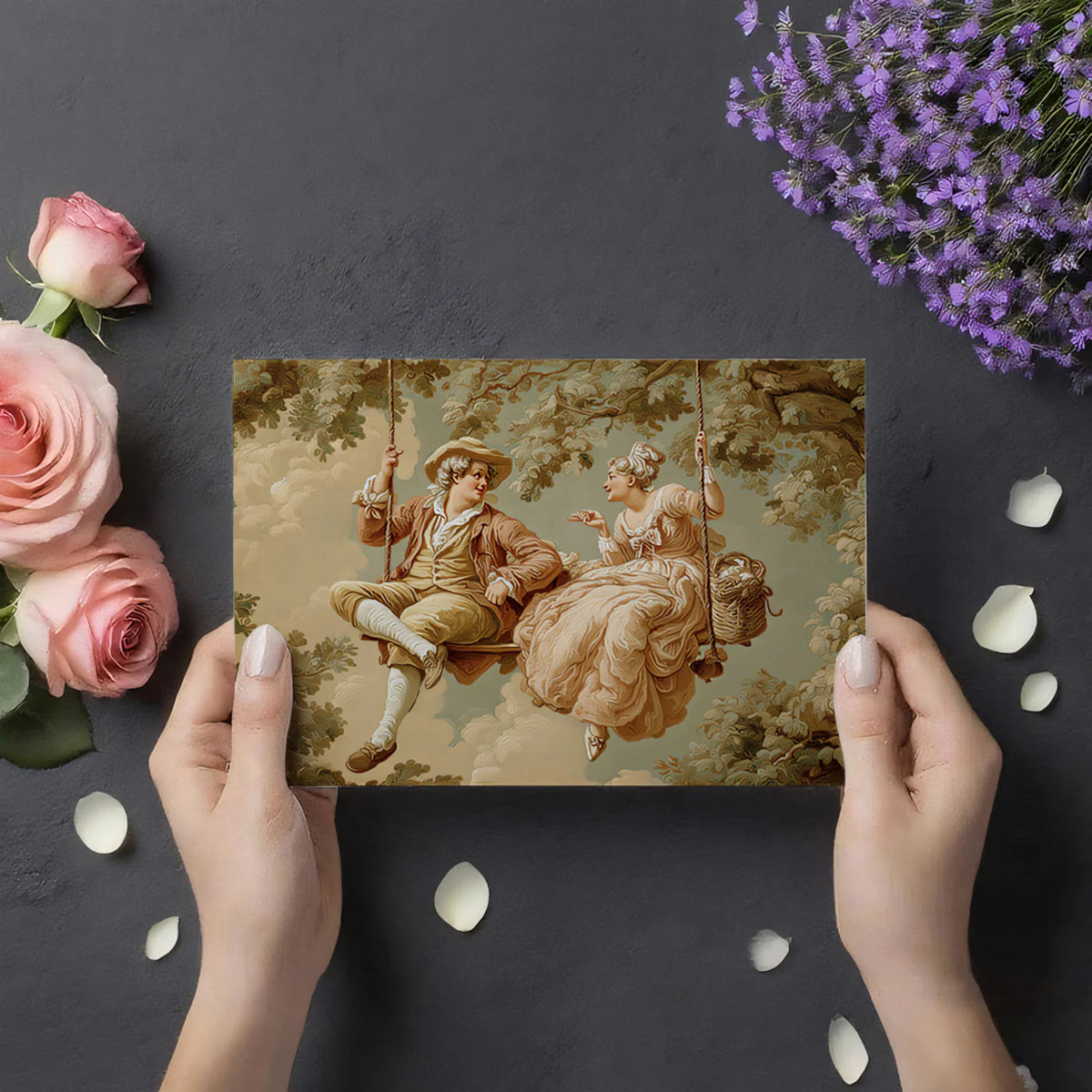 18th Century Lovers Mural Wallpaper — Rococo Art Scene Mural Wallpaper - room preview 03