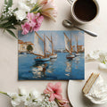 Mediterranean Sailboat Harbor Mural Wallpaper — Impressionist Art Mural Wallpaper - room preview 03