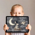 Starry Bunny and Owl Night Sky Mural Wallpaper — Whimsical Decor Mural Wallpaper - room preview 03