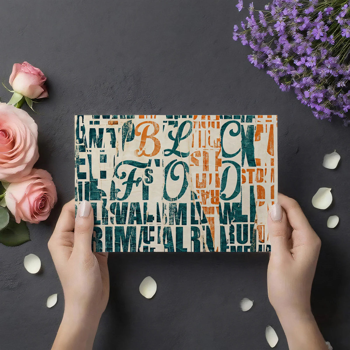 Distressed Typography Collage Mural Wallpaper — Industrial Urban Style Mural Wallpaper - room preview 03